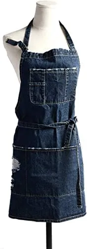 cristina worn denim bib apron