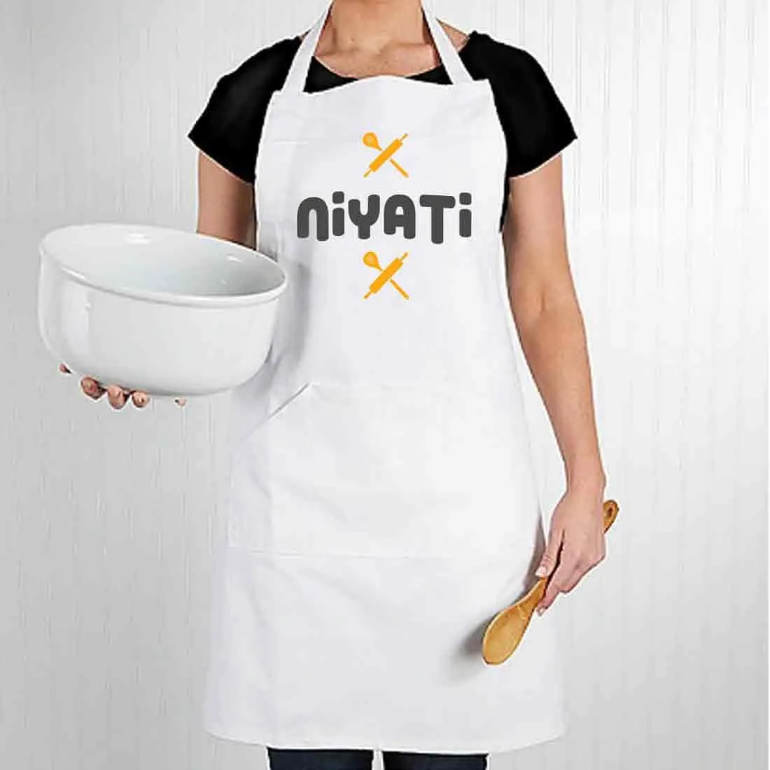 Custom Made Name Printed Apron With Pockets - Rolling Pin