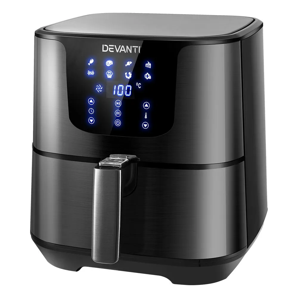 Devanti Air Fryer 7L LCD Fryers Oven Airfryer Kitchen Healthy Cooker Stainless Steel