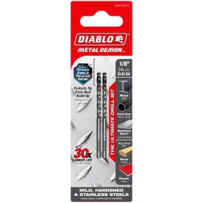 Diablo Metal Demon 1/8 in. X 2.6 in. L Stainless Steel Drill Bit 3-Flat Shank 2 pc