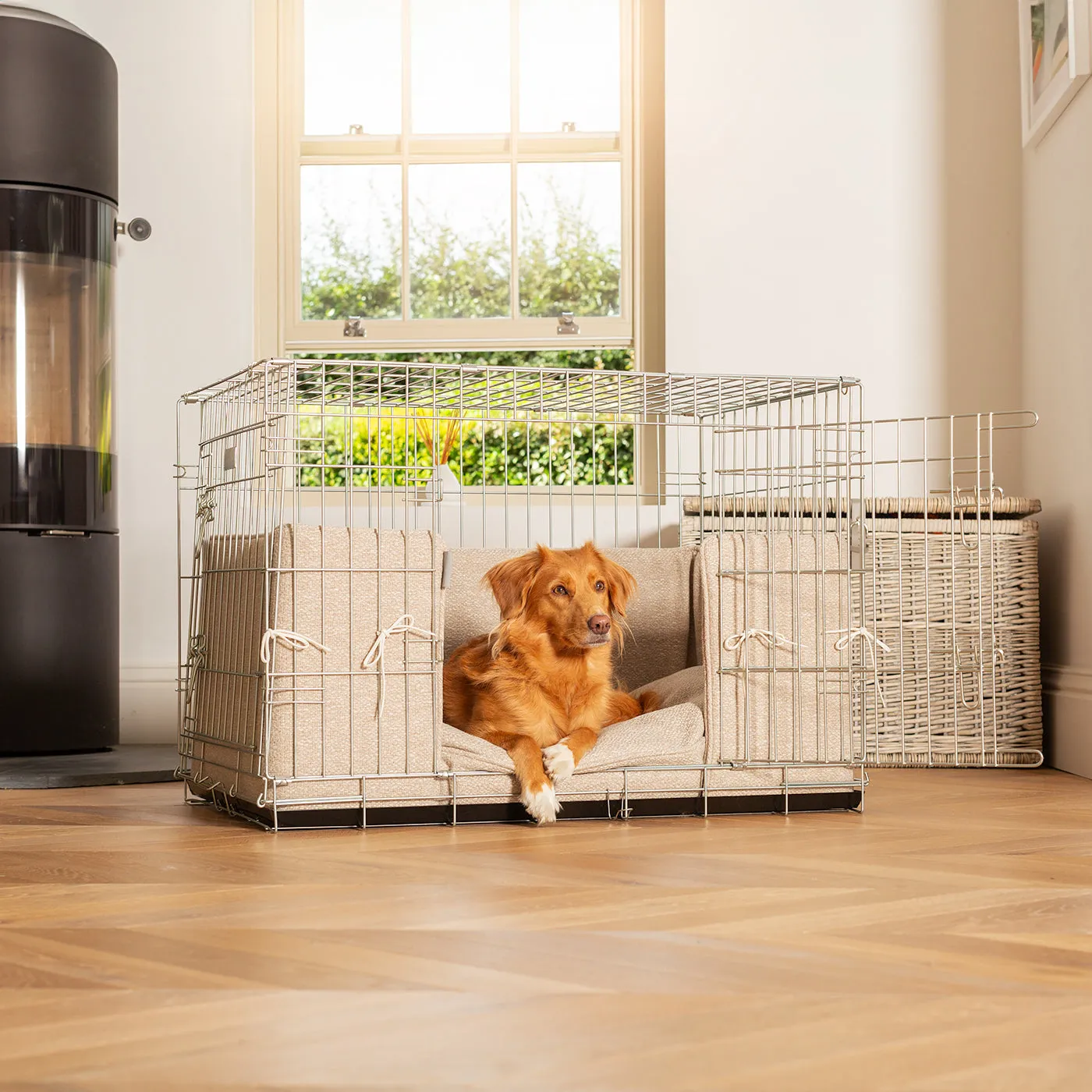 Dog Crate with Cushion & Bumper in Essentials Herdwick Sandstone by Lords & Labradors