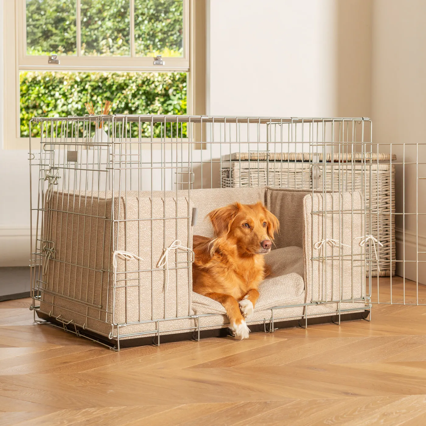 Dog Crate with Cushion & Bumper in Essentials Herdwick Sandstone by Lords & Labradors