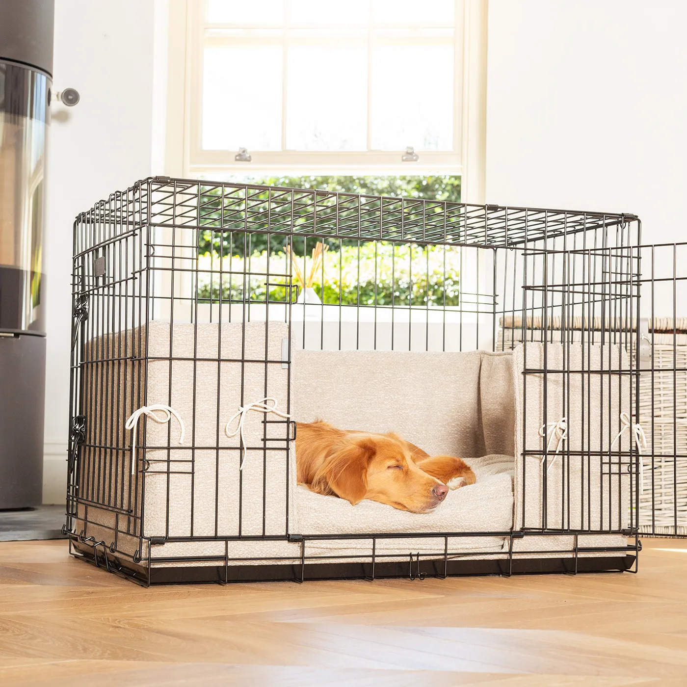 Dog Crate with Cushion & Bumper in Essentials Herdwick Sandstone by Lords & Labradors