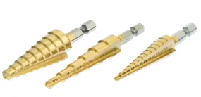 Drill Bits - 3Pc Titanium Nitride Coated HSS Step Drill Bits