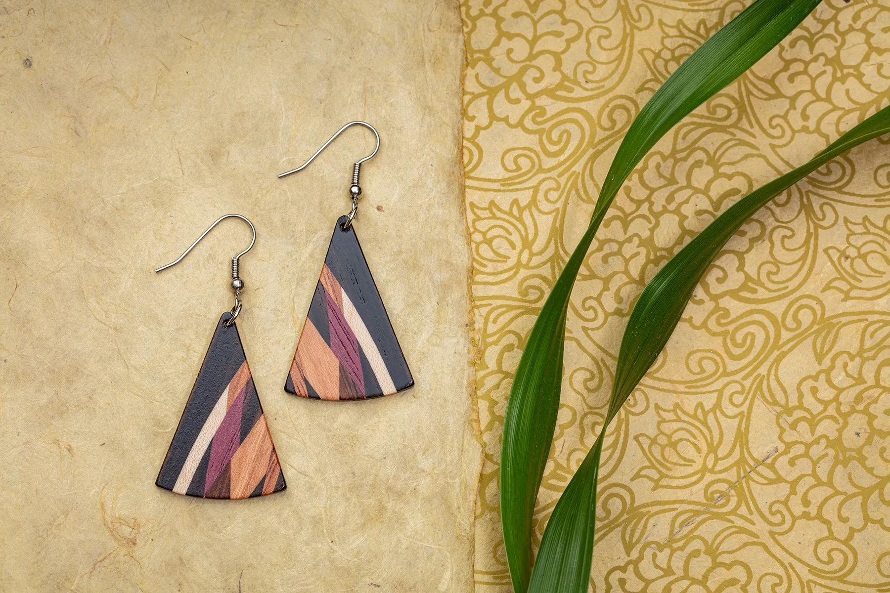 Earrings - Inlay Fans