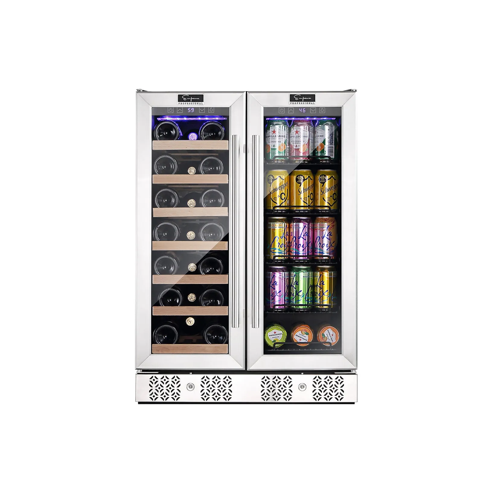 Empava BR03D 24" Dual Zone Wine and Beer Fridge Beverage Cooler