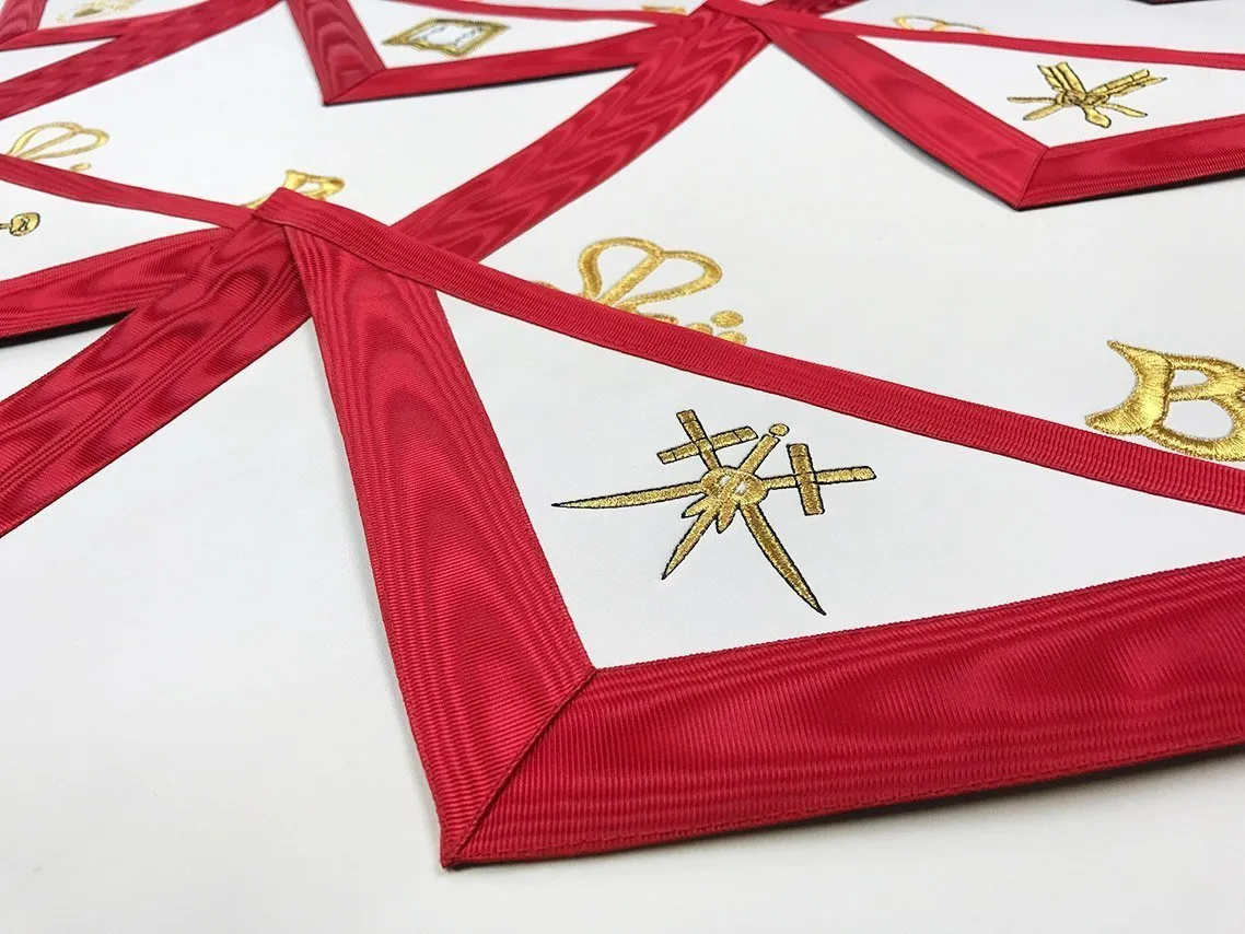 Expert Scottish Rite Apron - Red Moire Gold Embroidery