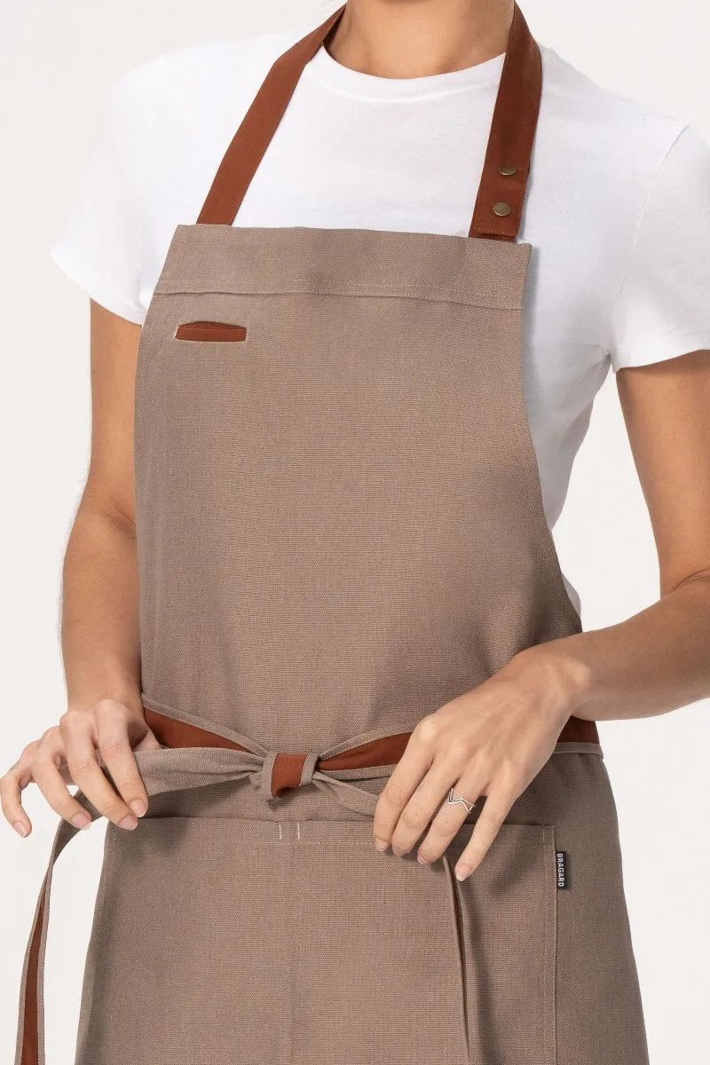 Fileas Taupe Bib Apron (2 Pockets)