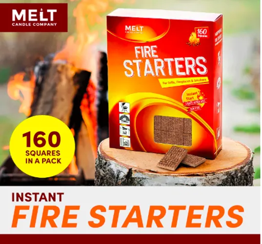 Fire Starter Squares, 160 pcs Fire Starters for Campfires, Grill, Outdoor Local