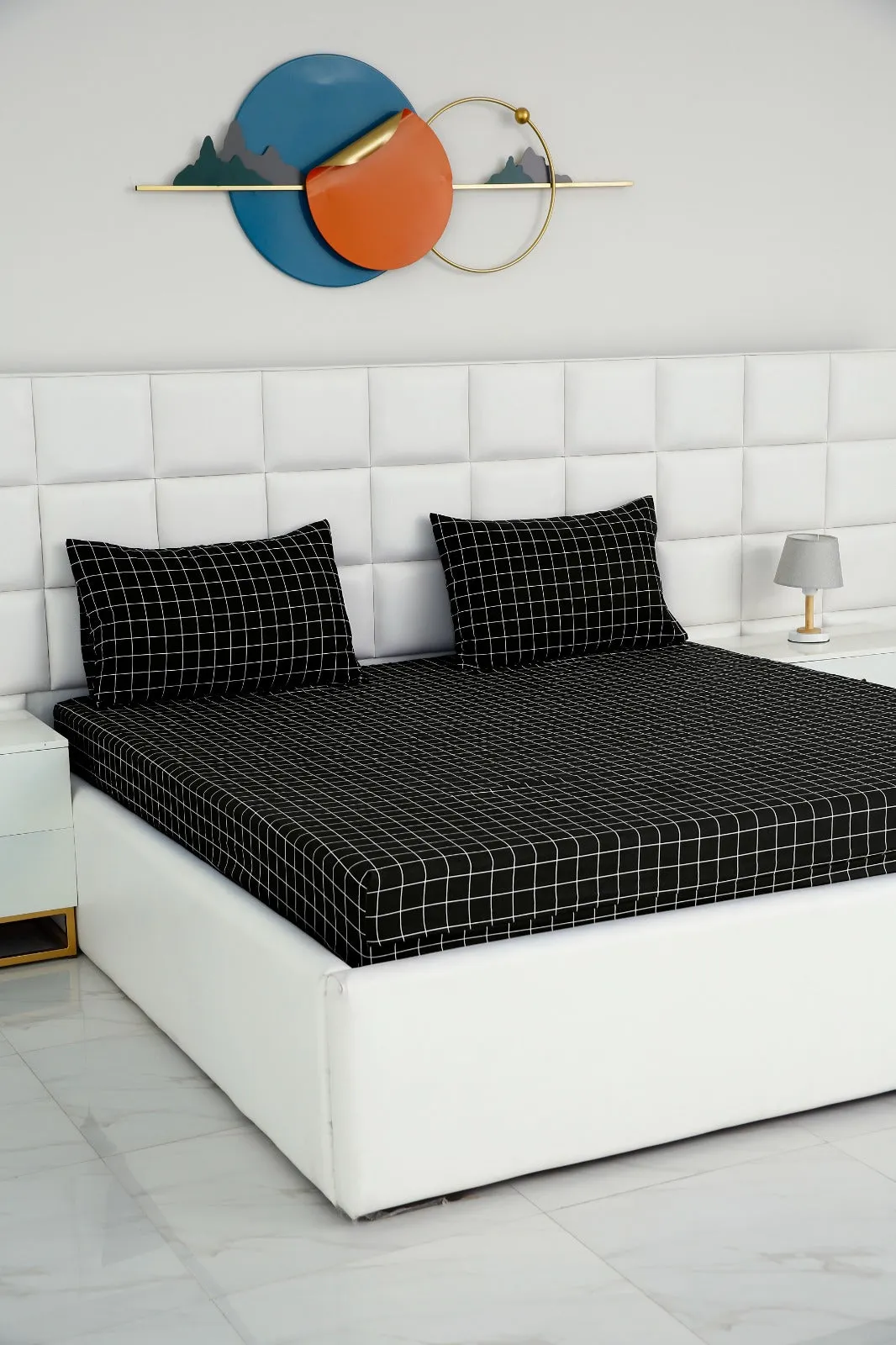 Fitted Bed Sheet-black Check