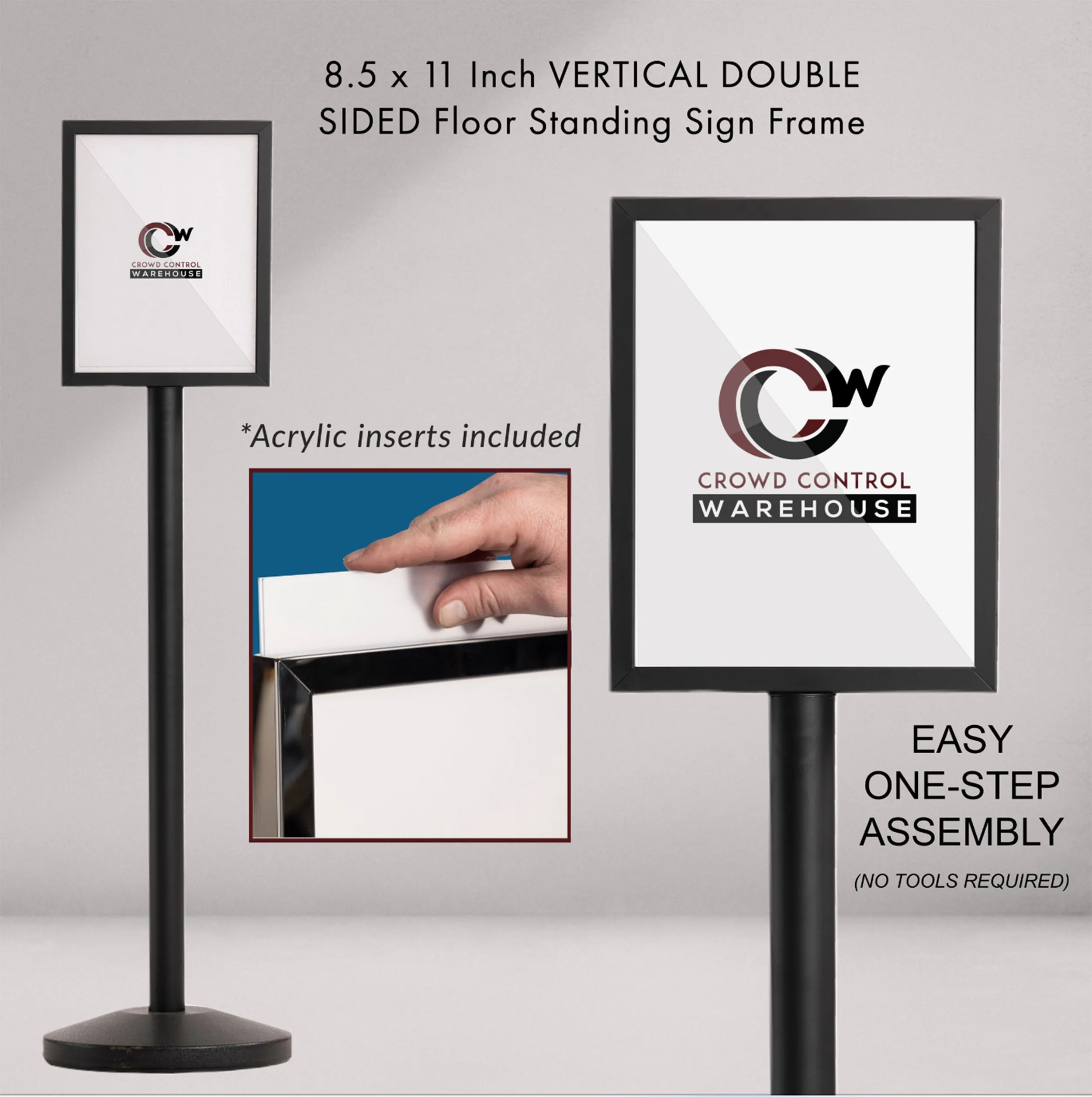 Floor Standing Sign Frame with Sloped Base - CCW Series SFFS-100