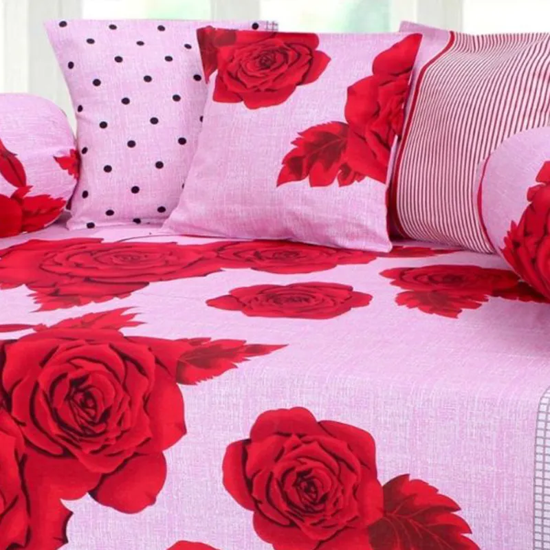 Flower Design Single Bedsheet ( 100% cotton, 8pc set, Diwan set )