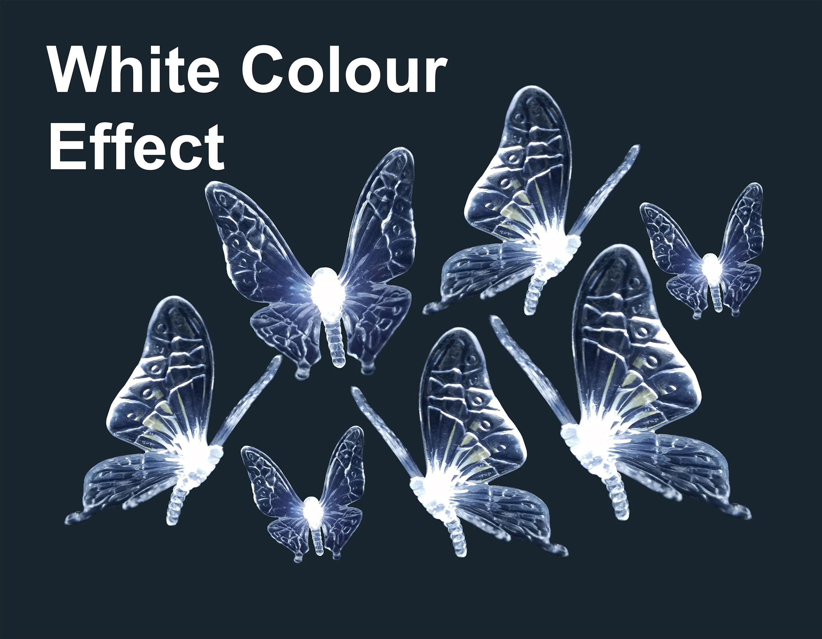 FluxTech - Fairy Butterfly 12 x White Colour LED String Lights by JustLED – Timer function - Battery Operated