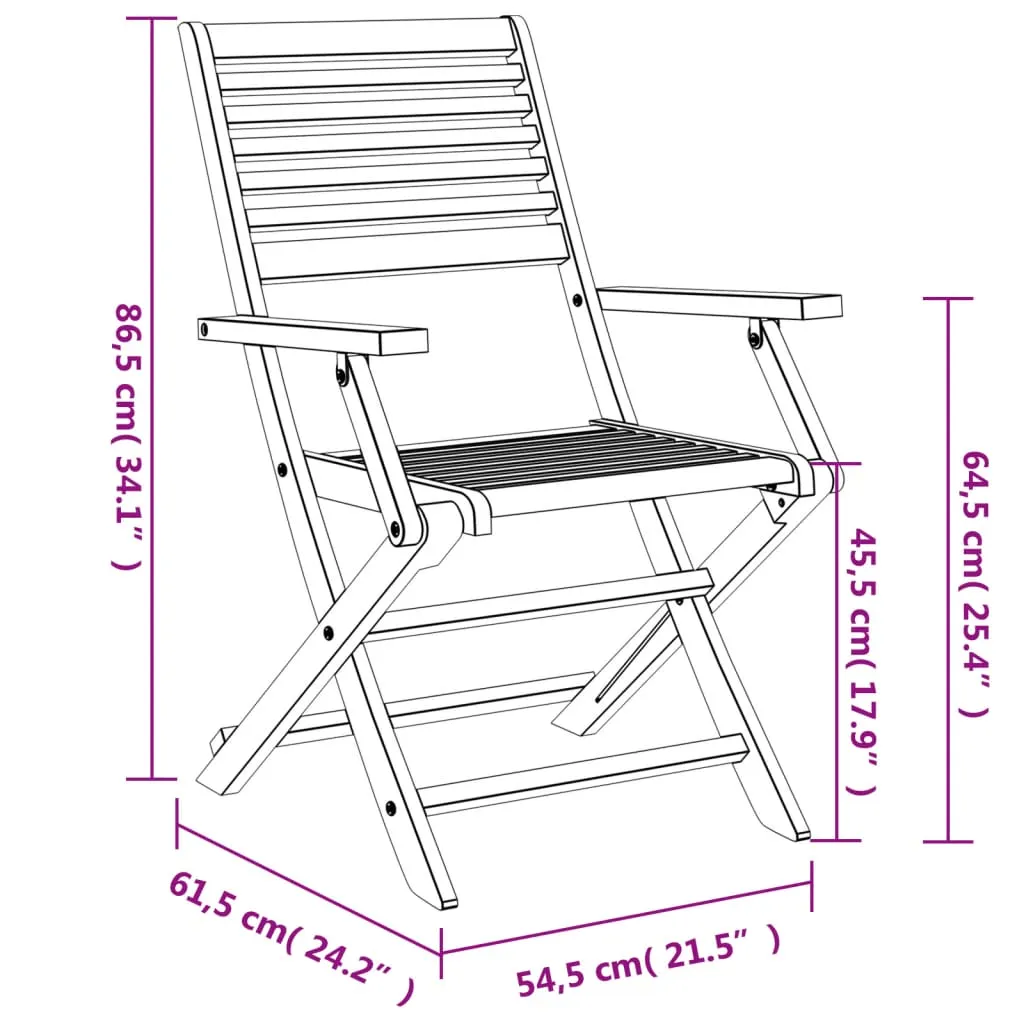 Folding Garden Chairs 2 pcs 54.5x61.5x86.5 cm Solid Wood Acacia