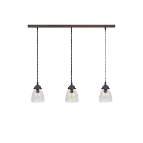 Fovant Glass Triple Pendant Light | Antique Bronze