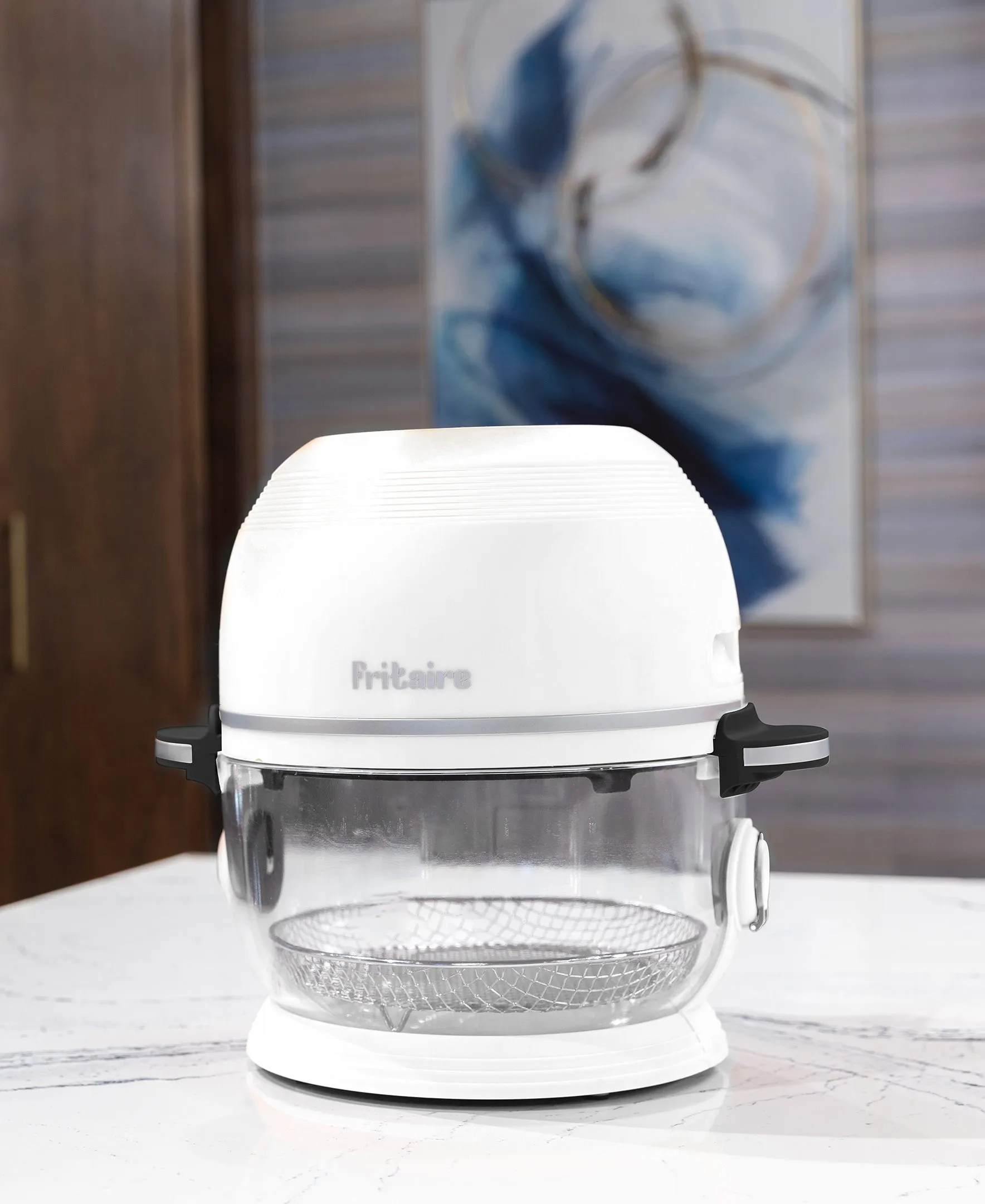 Fritaire Self-Cleaning Glass Bowl Air Fryer, 5-Qt, White