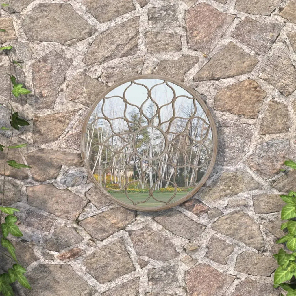 Garden Mirror Sand 40x3 cm Iron Round for Outdoor Use