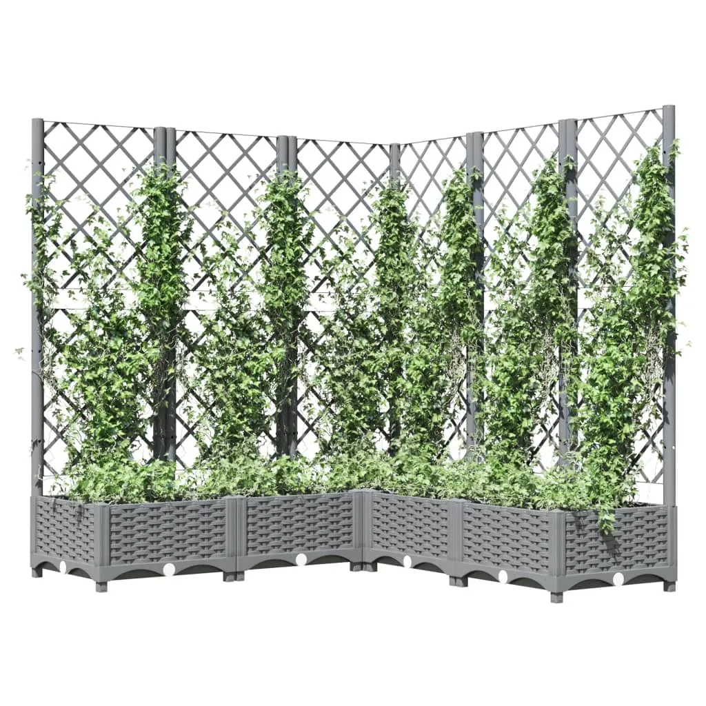 Garden Planter with Trellis Light Grey 120x120x121.5 cm PP