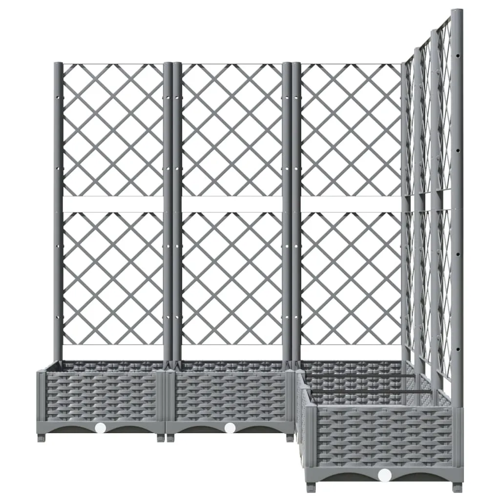 Garden Planter with Trellis Light Grey 120x120x121.5 cm PP