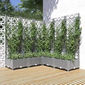 Garden Planter with Trellis Light Grey 120x120x121.5 cm PP