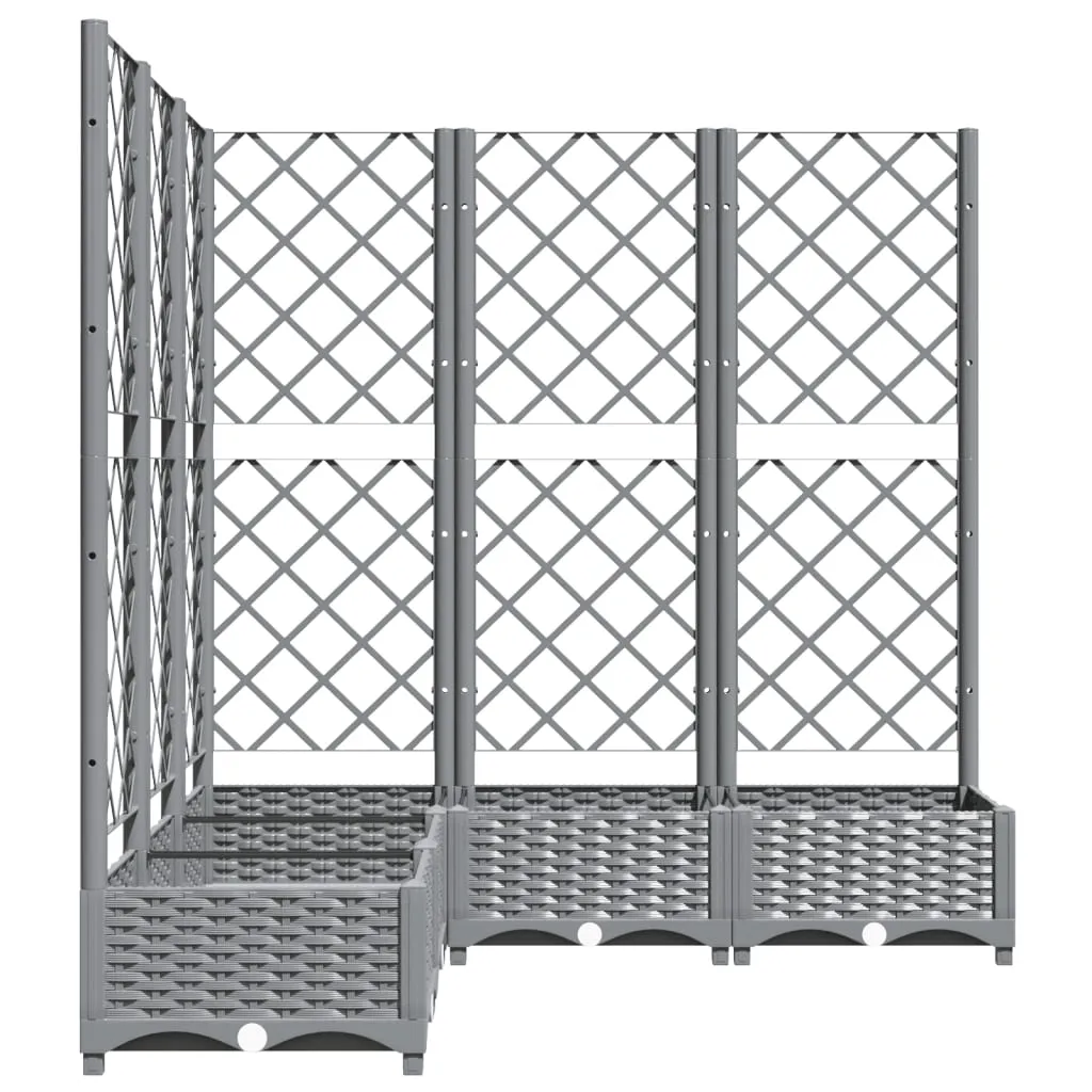 Garden Planter with Trellis Light Grey 120x120x121.5 cm PP