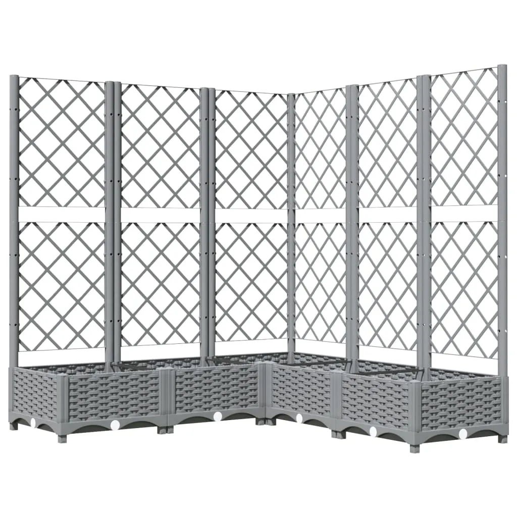 Garden Planter with Trellis Light Grey 120x120x121.5 cm PP