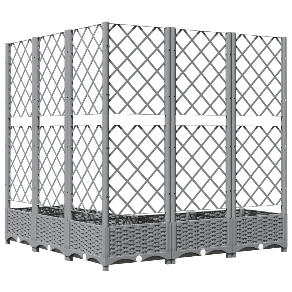 Garden Planter with Trellis Light Grey 120x120x121.5 cm PP