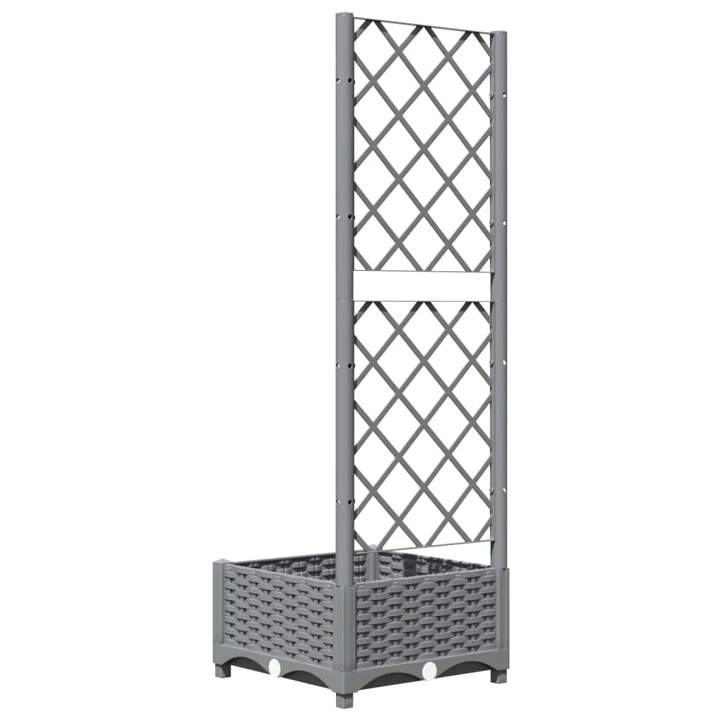 Garden Planter with Trellis Light Grey 40x40x121.5 cm PP