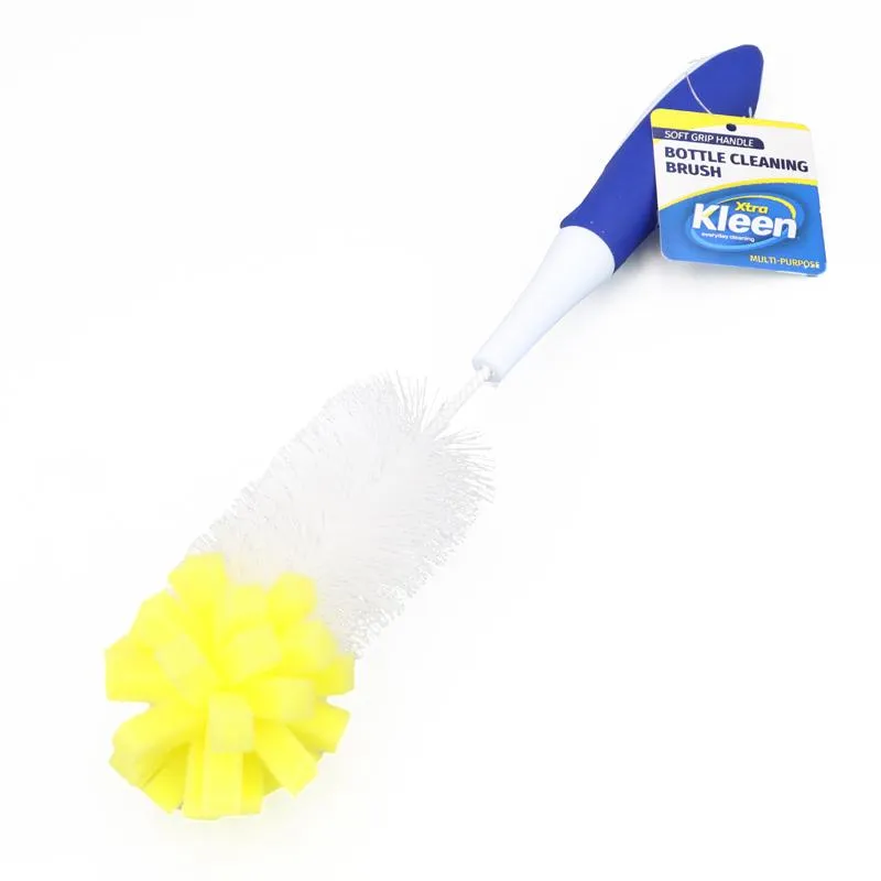 Glass & Bottle Brush With Unique Sponge Tip & Soft Grip Handle - 35cm x 7cm x 7cm