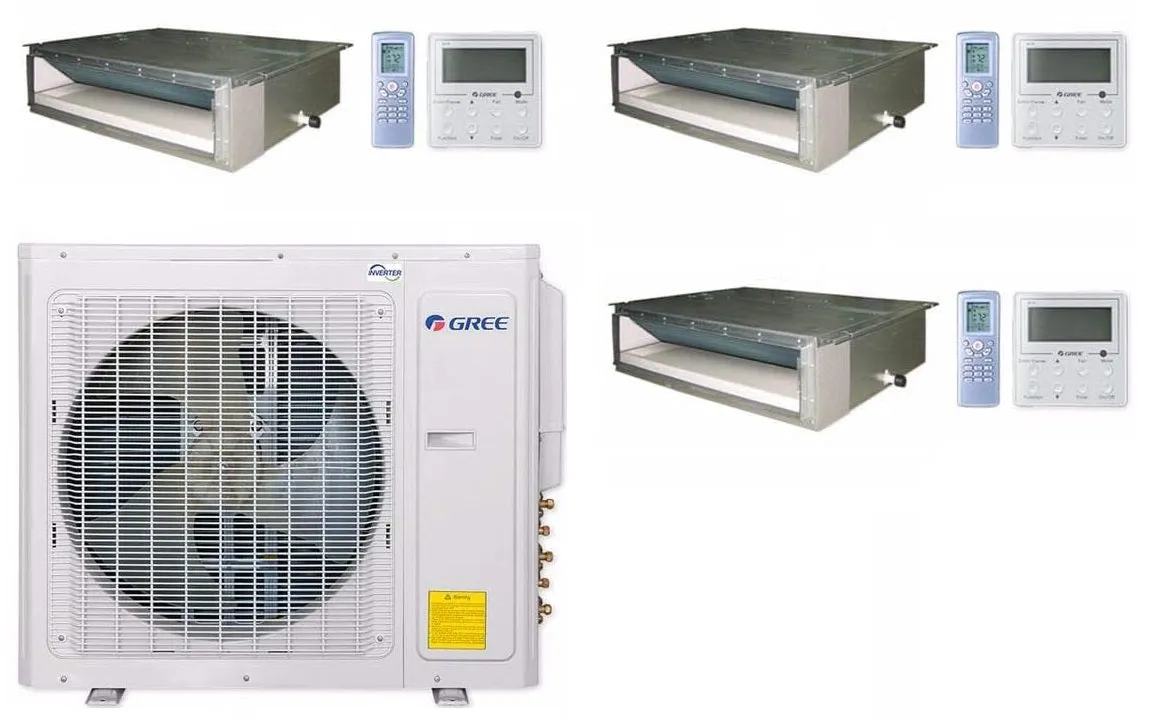 GREE Multi  Ultra Series 24,000 BTU 3-Zone Concealed Duct 12K 12K 12K Ductless Mini-Split System