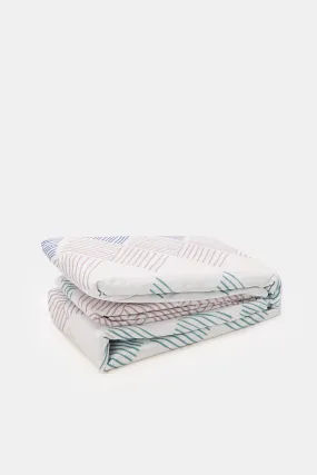 Grey Geometric Printed Flat Sheet (Single Size)