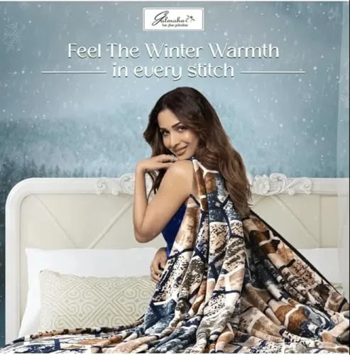 Gulmohar Model Name Piccadely King Size Bedsheet 3pc. Set Winter Special Warm & Cozy Gorgeous Bed Sheet Size (275 x 275) cms with 2 Pillow Covers Size (46 x 69) cms