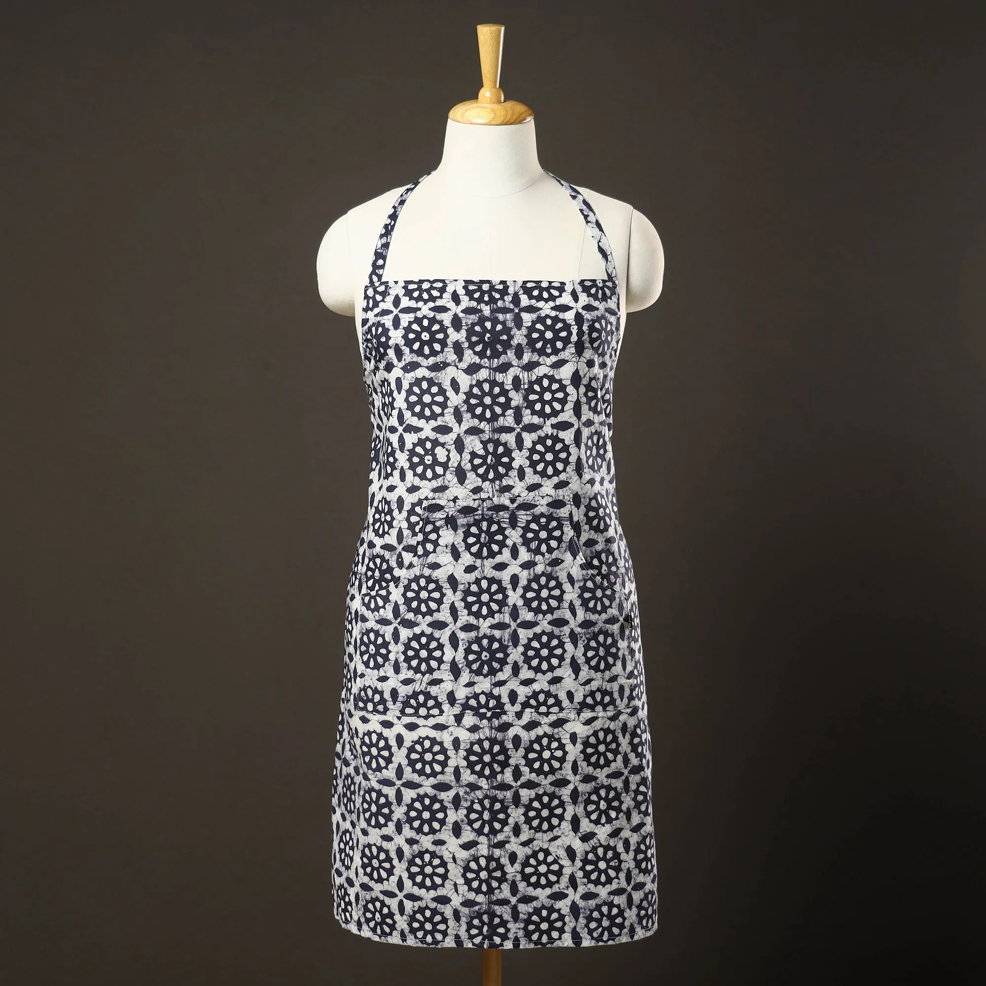 Hand Batik Printed Cotton Apron with Pocket 16