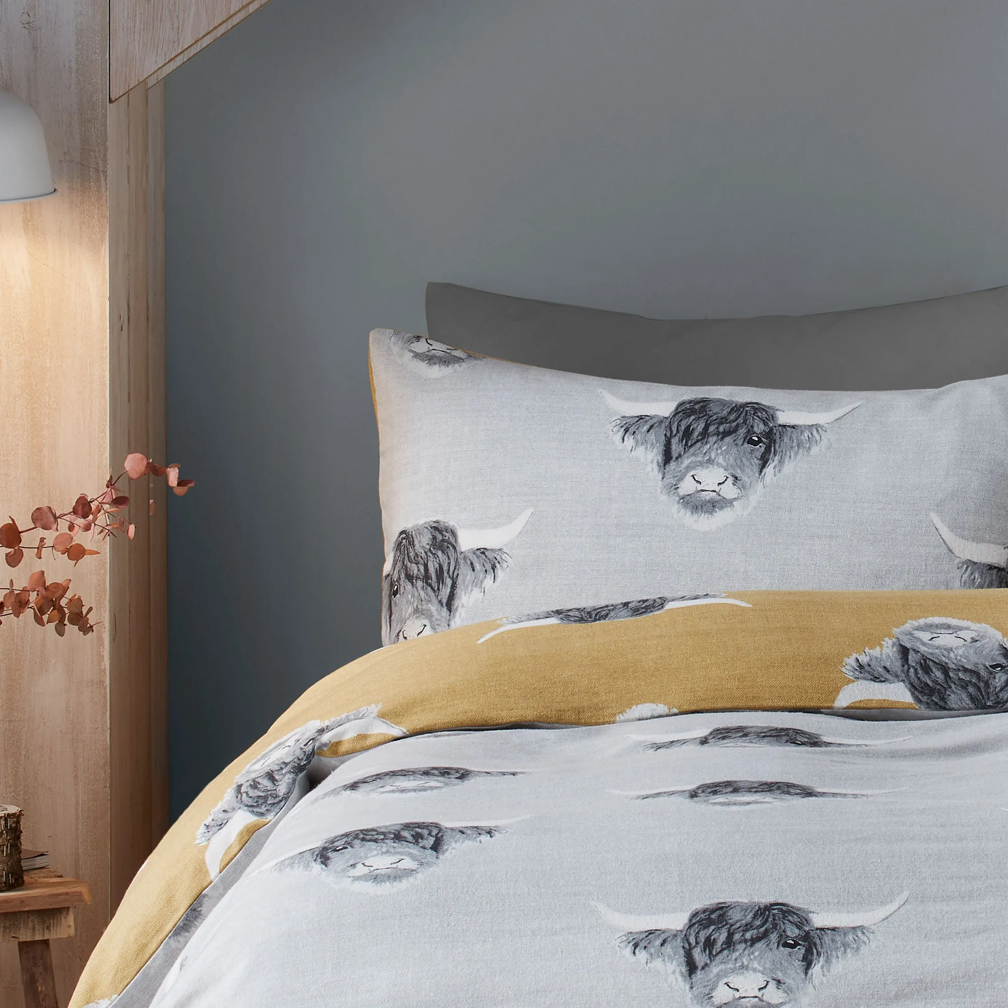 Highland Cow Duvet Cover Set by Fusion in Ochre