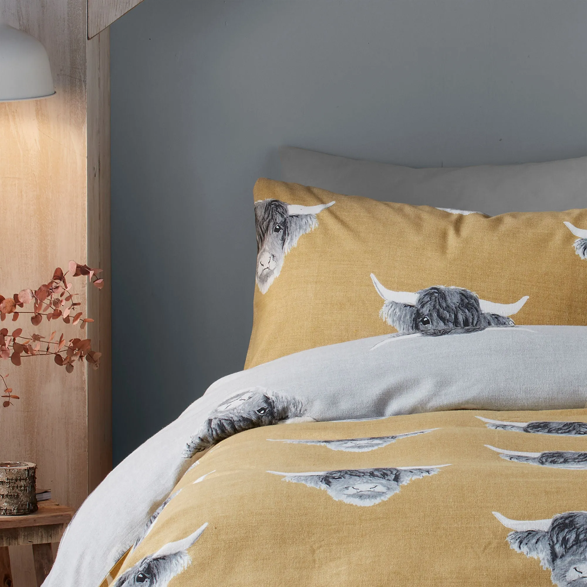 Highland Cow Duvet Cover Set by Fusion in Ochre