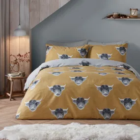 Highland Cow Duvet Cover Set by Fusion in Ochre