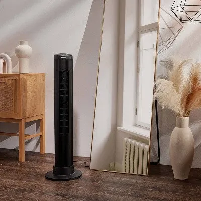 Holmes 40" Wi-Fi Smart Connect Digital Oscillating 3 Speed Tower Fan with Remote Control Black