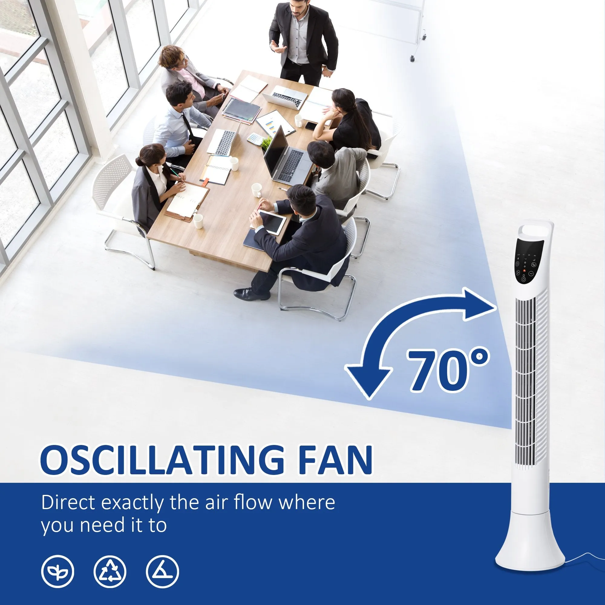 Homcom Freestanding Tower Fan 3 Speed with Remote Controller