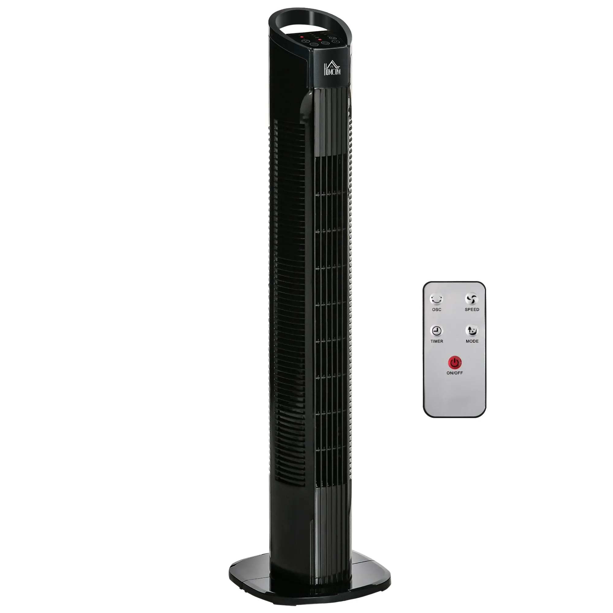 HOMCOM LED Tower Fan with 70° Oscillation 3 Speed 3 Mode LED Panel Remote Black