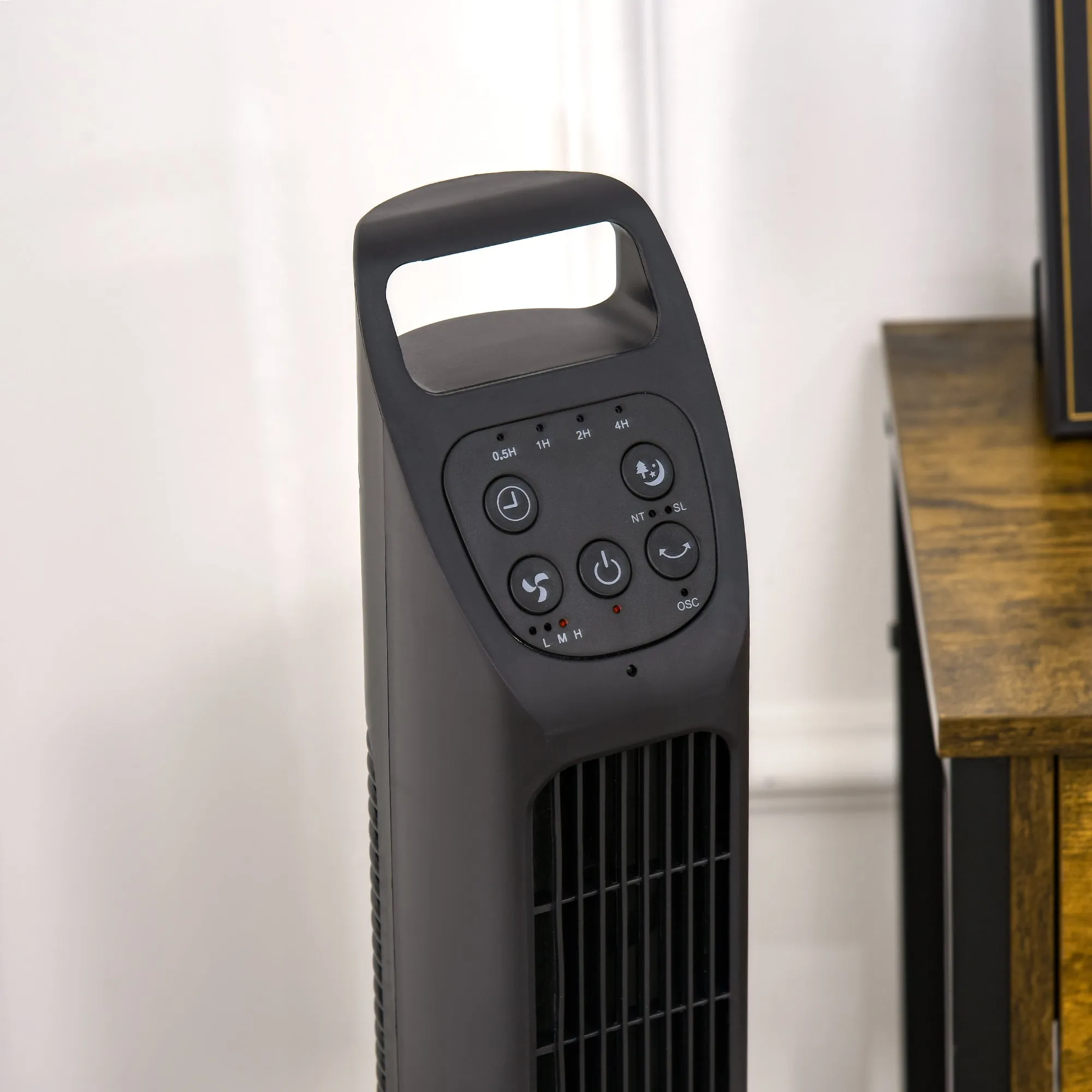 HOMCOM Oscillating Tower Fan Cooling with Remote, 4H Timer for Home Office