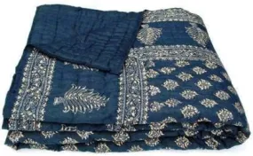 HOMOBITE World Famous Jaipuri Light Weight Pure Cotton Traditional Rajasthani Print Multi Colour Double Bed Quilt/Razai/Rajai (Blue, Double)