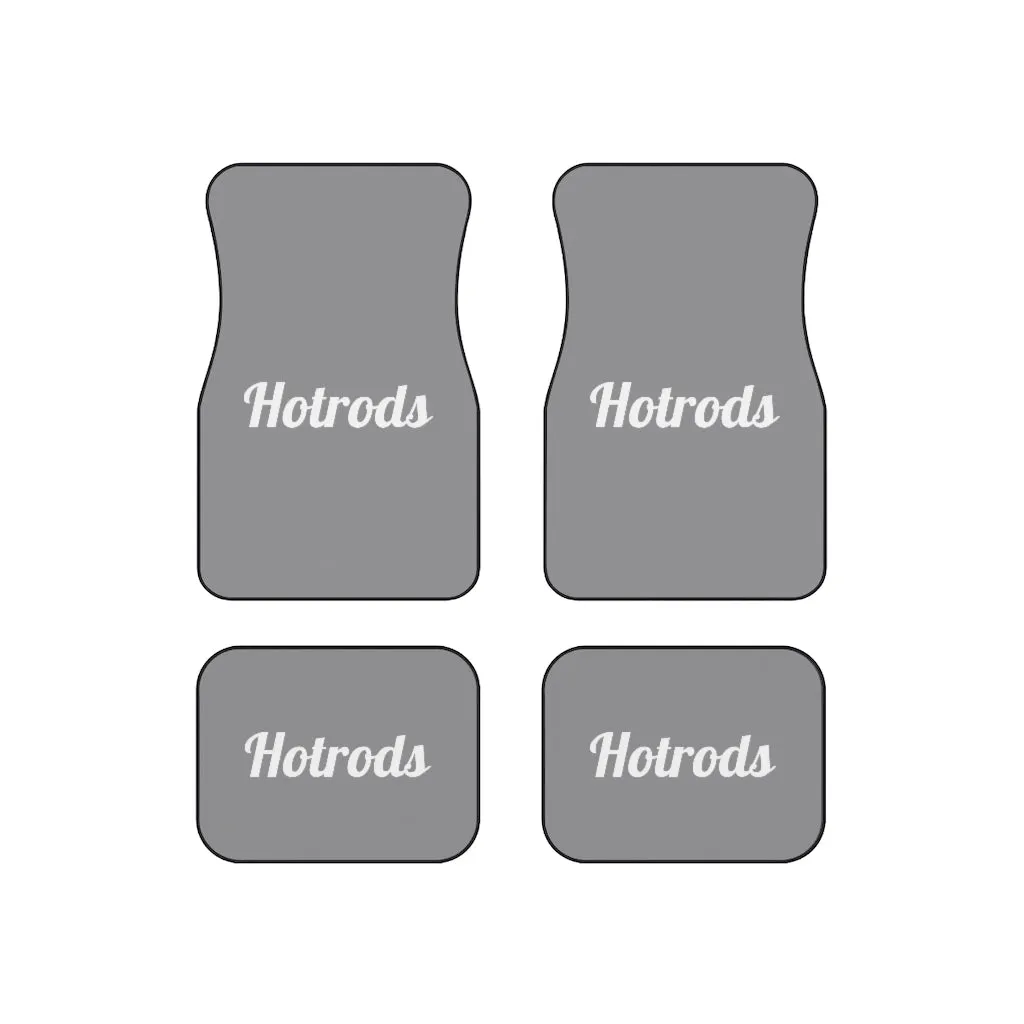 Hotrods Car Mats (Set of 4) Grey w/White print