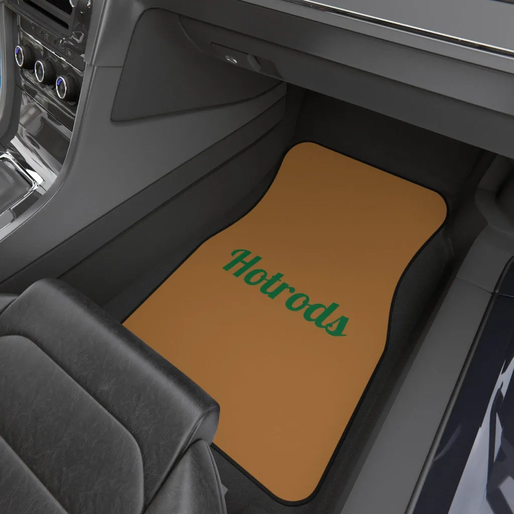 Hotrods Car Mats (Set of 4) - Lt Brown w/Green print