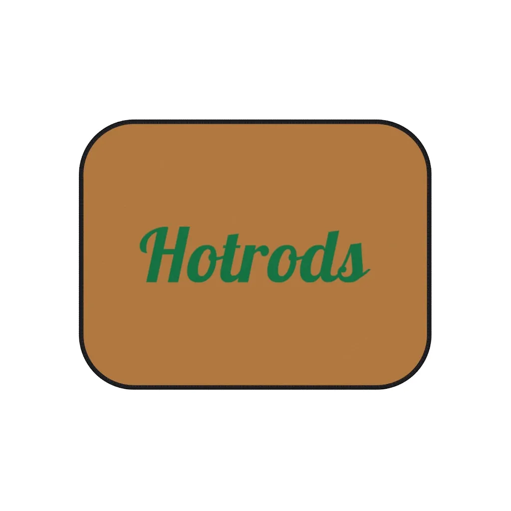 Hotrods Car Mats (Set of 4) - Lt Brown w/Green print