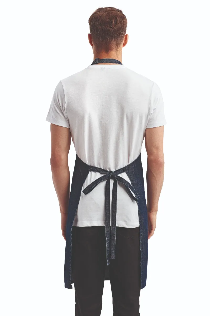 Indigo Denim Sustainable Bib Apron (1 Pocket w/ Pencil Divide)