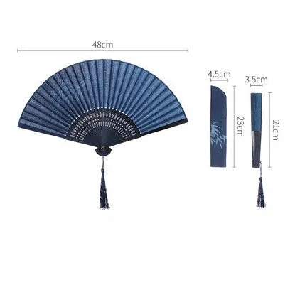 Indigo Folding Hand Fan 【Bamboo】