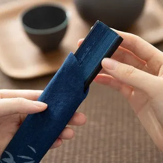 Indigo Folding Hand Fan 【Bamboo】