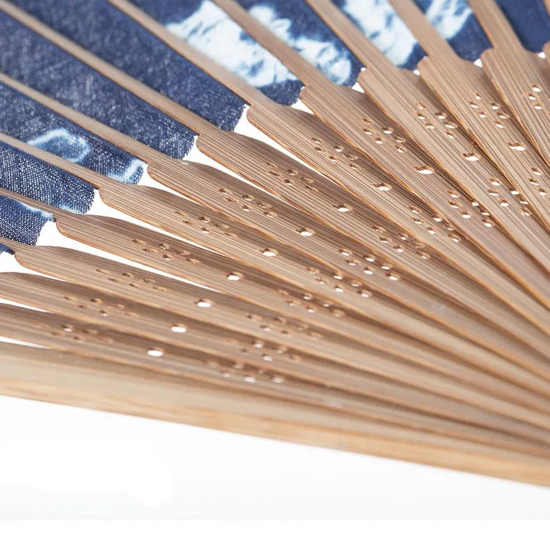 Indigo Folding Hand Fan 【Bamboo】