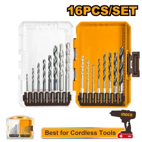 Ingco 16 Pcs metal, multifunction drill, and wood drill bits set 8mm AKDL11606