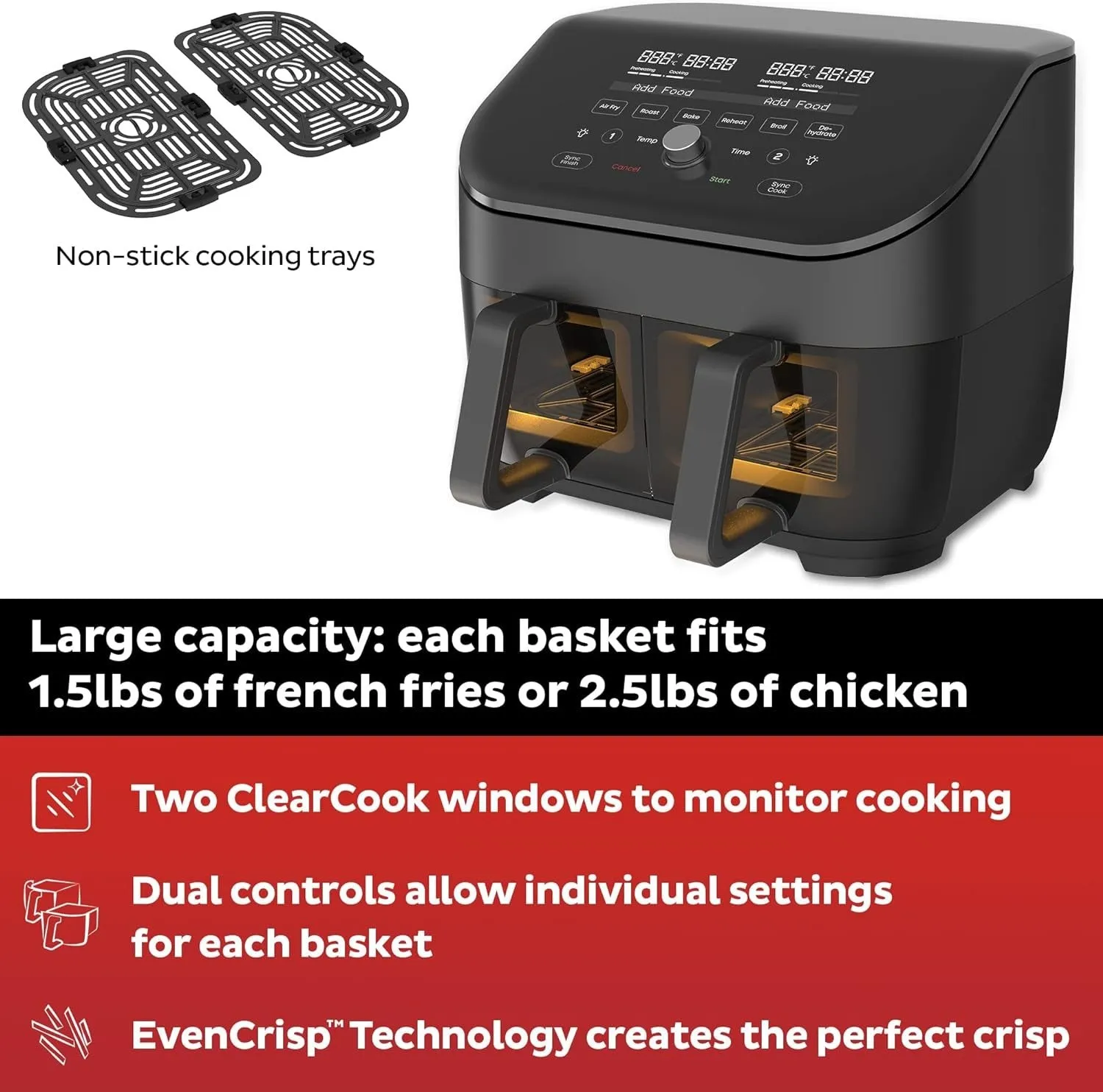 Instant Pot Vortex Plus XL 8-quart Dual Basket Air Fryer Oven (Refurbished)